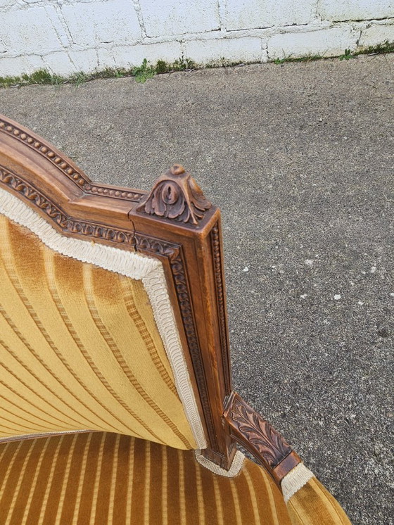 Image 1 of French Antique green Velvet Sofa - Solid Wood Lounge Seater-Claude Sené Style - Louis XVI-late 1900th