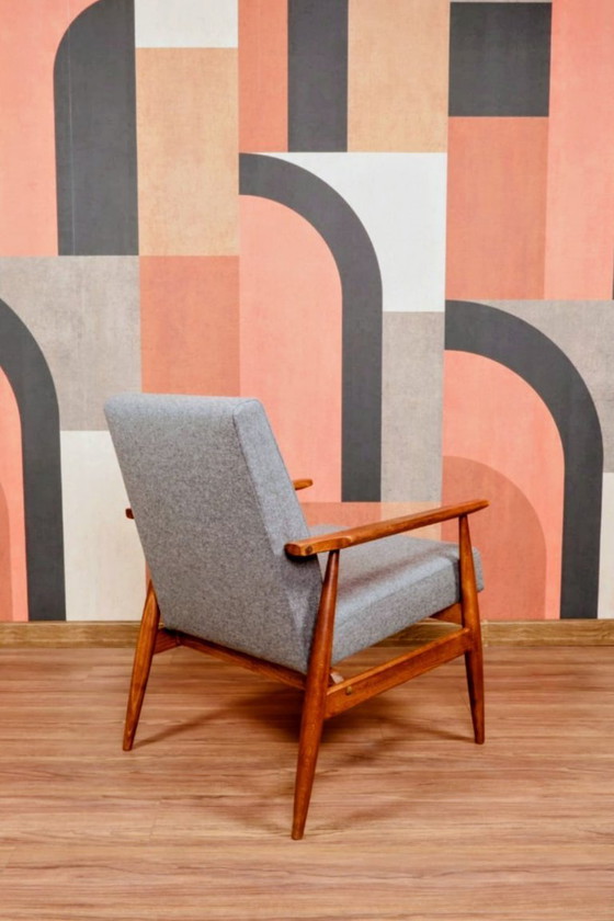 Image 1 of Fauteuil Lounge Vintage en Tissu de Laine Graphite Design Mid-Century, 1960