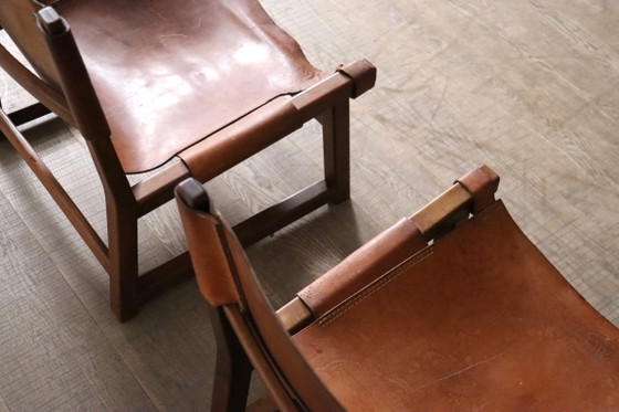 Image 1 of Paire de chaises Riaza en cuir cognac par Paco Muñoz pour la galerie Darro, Espagne, années 1960.