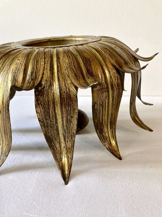 Image 1 of Ceiling light, Hans Kögl, sunflower model in gilded metal, 1950s