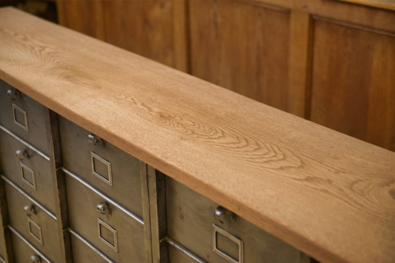Image 1 of Strafor 6-column filing cabinet with oak top, 1950s