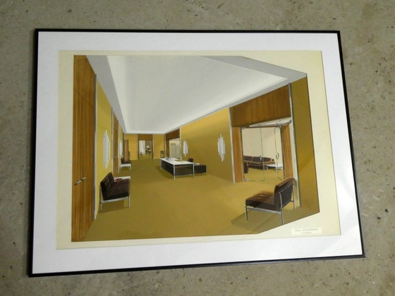 Paul Séjournant, Interior, 1970s, Original Gouache – Paintings & Drawings (photo 6 of 7)