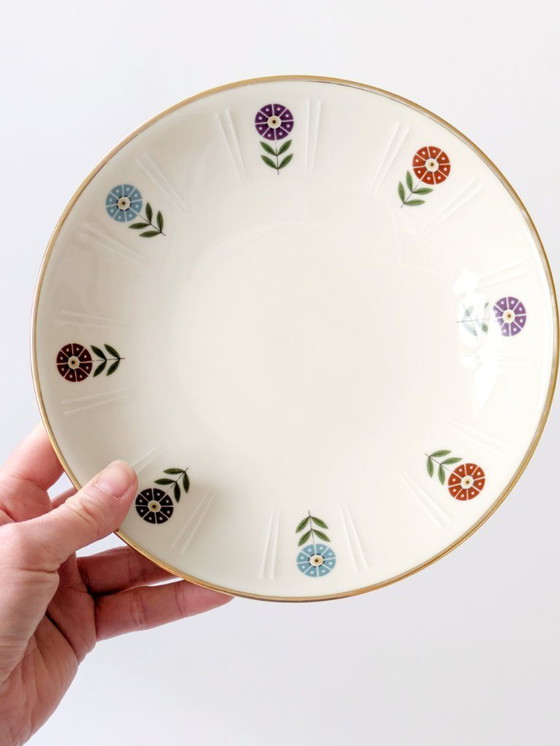 Image 1 of Set 4 Onderzetters + 1 Koekjesbord 1960 Bloemen Decor | Winterling Röslau Bavaria Porselein