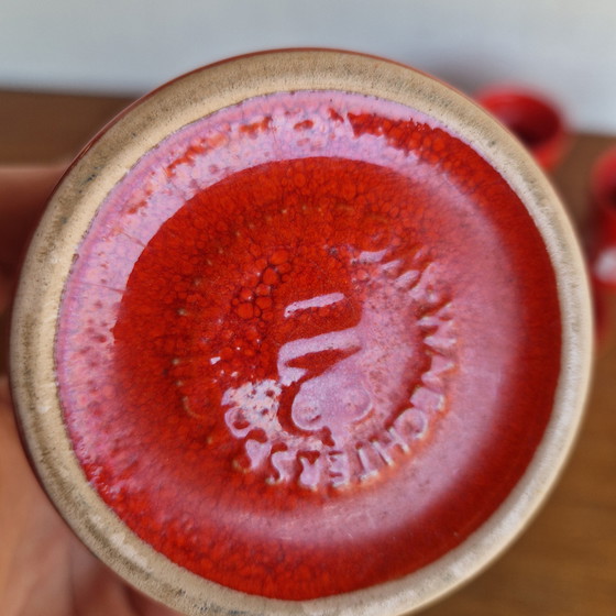 Image 1 of 70's Ceramic Vintage Orange Red Limo and Coke Mugs