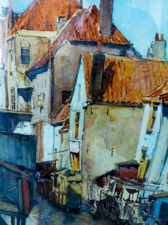 Image 1 of Watercolor from 1926 of Zutphen by H.E. Roodenburg (heirloom)