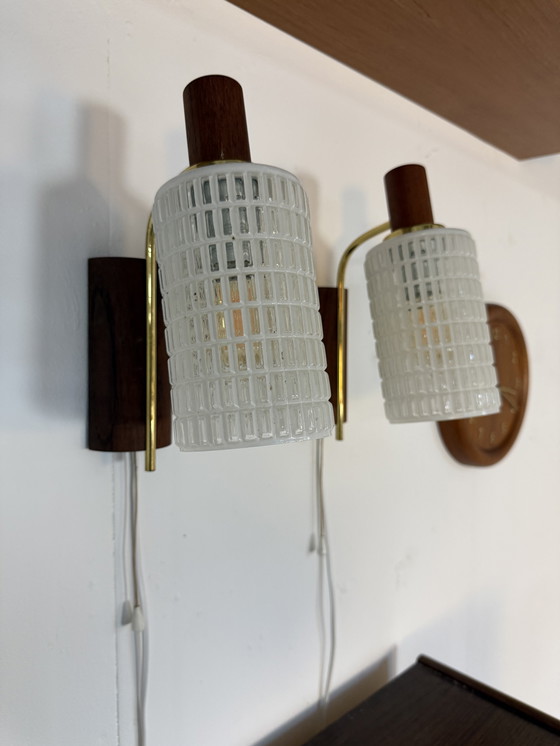 Image 1 of Ensemble de 2 appliques murales danoises vintage, années 1960