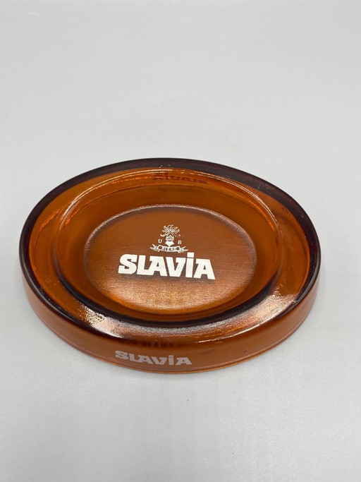 1960s Slavia Amber Glass Promotional Ashtray – glazen karaffen (photo 2 of 5)