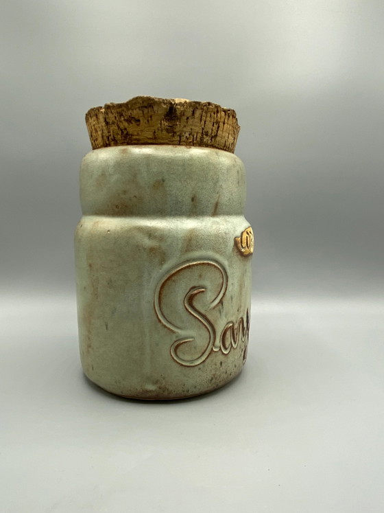 Peasants Enameled Stoneware Pickle Pot with Wooden Tongs – Crockery, Cork, Rustic (photo 4 of 10)