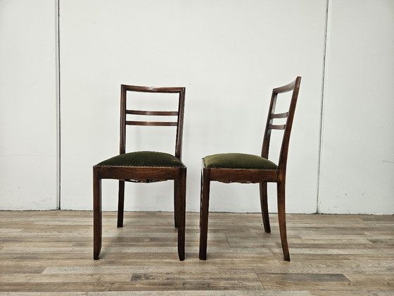 Art Deco eetkamerstoelen van walnoothout en stof, 1940 – Wood, Klassiek (photo 4 of 13)