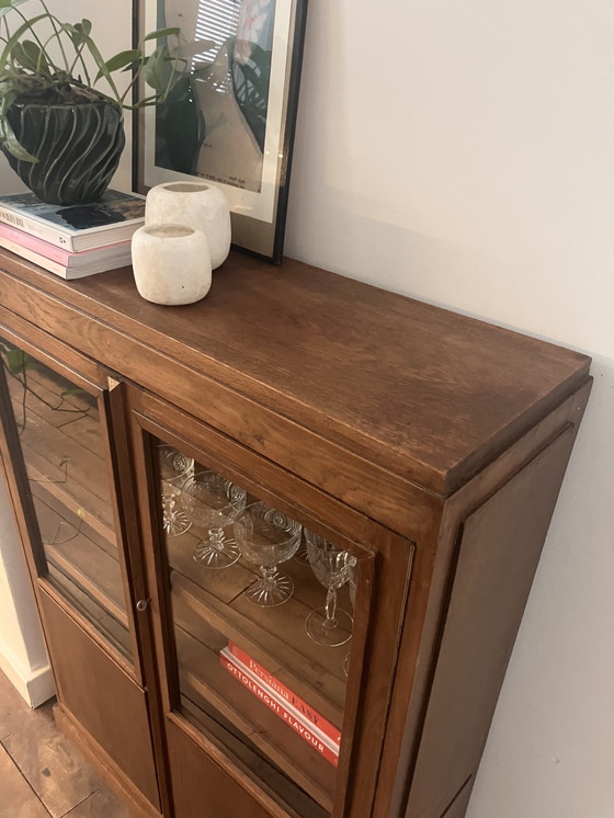 Image 1 of Wandschrank / Vitrine / Highboard im Stil der Amsterdamer Schule (Niederländisches Design)