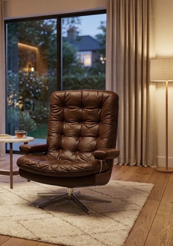 Sedia girevole vintage Sam Larsson – Sedie girevoli, Pelle, Metallo (photo 2 of 5)