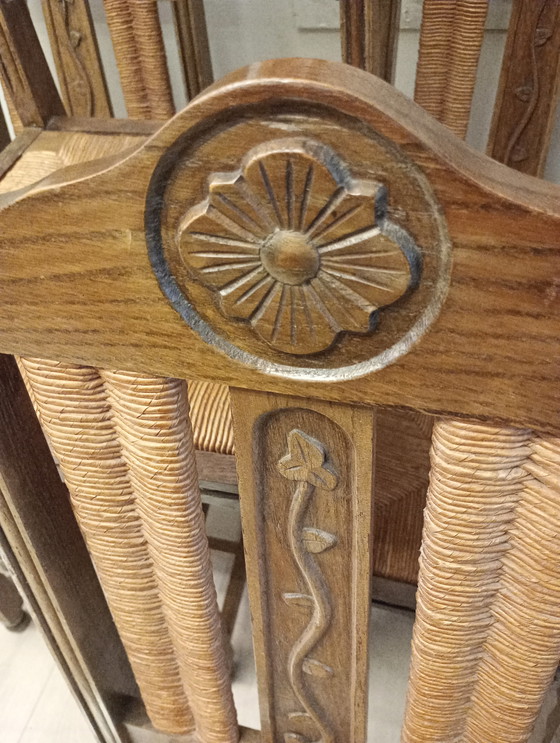 Image 1 of 6 x brutalist stoelen eik Baskisch vintage