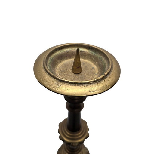 Large baroque style brass altar candlestick, 1970s