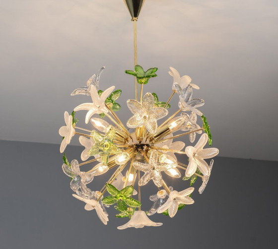Image 1 of Sculptural Floral Glass Chandelier, Czechoslovakia, 1970s–1980s