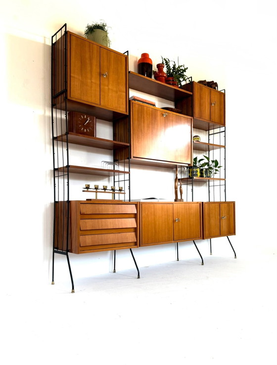Sistema a parete modulare vintage autoportante, Köch Möbel ‘60 – Armadi a muro, Legno, Metallo (photo 15 of 15)