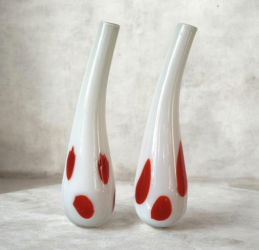 Murano gebogen glas vazen vaas mod century Italiaans