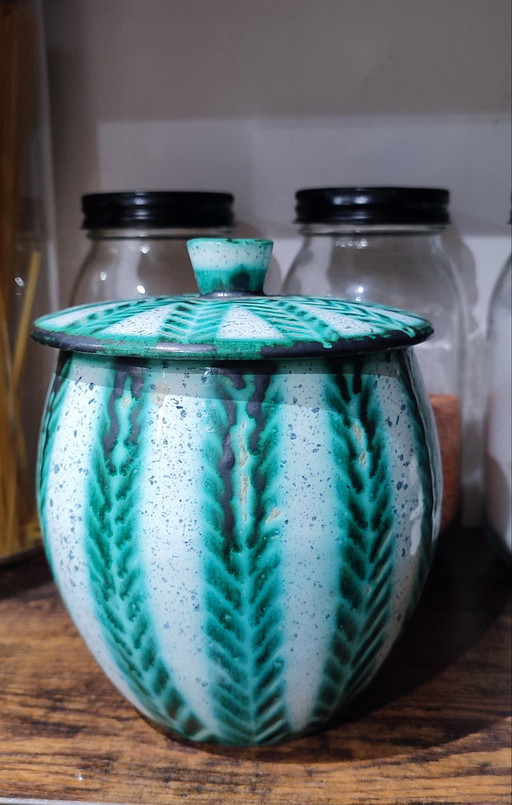 Vallauris ceramic covered pot by Charles Voltz