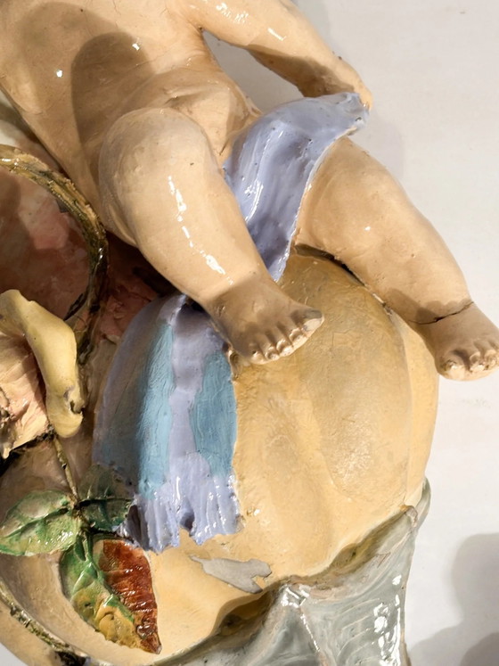 Keramik-Wandregal aus dem 19. Jahrhundert mit Putto und Muschel – Dekorative Objekte, Ceramic (photo 7 of 17)