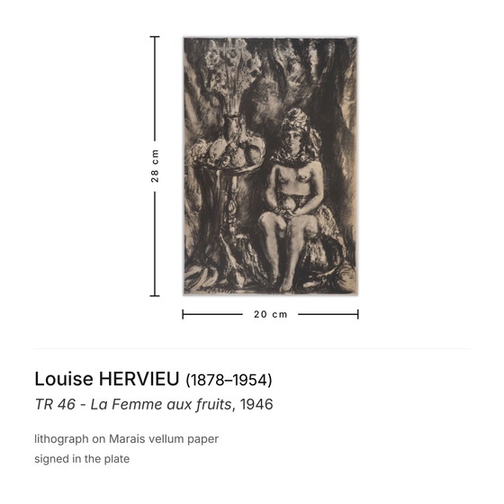 Louise Hervieu Lithografie TR 46 - La Femme Aux Fruits – Litho's & Zeefdrukken, Paper (photo 3 of 5)