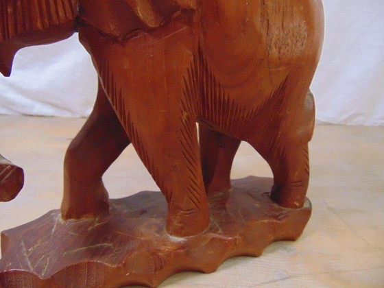 Image 1 of Éléphant en bois vintage de Thaïlande, 1970