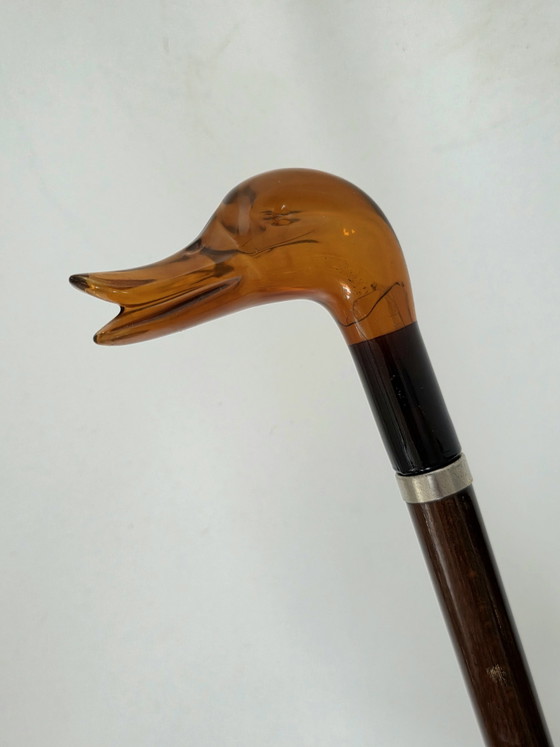 Canne de marche vintage en forme de tête de canard - Résine ambrée et bois dur – Cadeaux, Wood (photo 4 of 6)