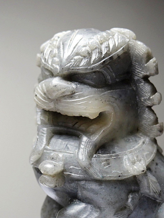 Image 1 of Pair of small Dogs/Lions Foo carved soapstone vintages