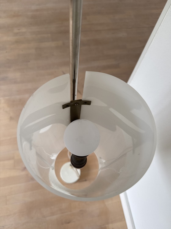 Image 1 of Glasstehlampe aus den 1950er Jahren, inspiriert von Louis Poulsen