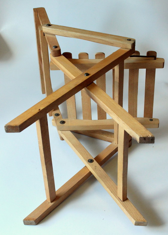 Image 1 of Vintage folding wooden children's chair 50s