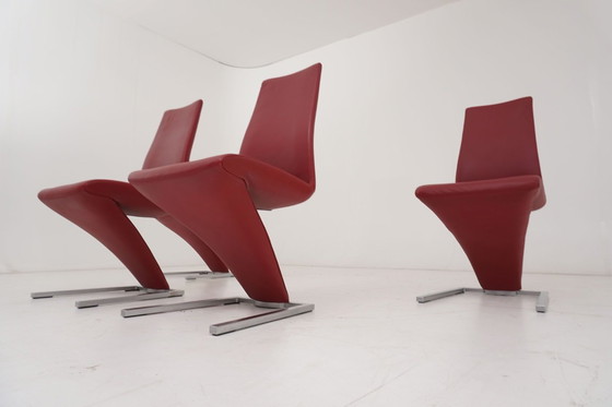 Image 1 of Rolf Benz 7800 Pelle rossa 4 sedie Sedie a sbalzo