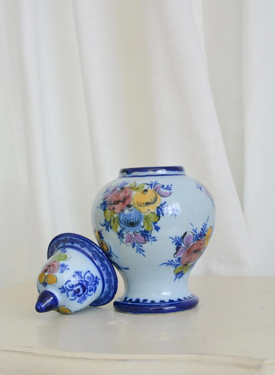 R.C.C.L. Alcobaça Vase Potiche Floral, Céramique Portugaise Peinte à la Main, Années 70 – Porcelain, Ceramic (photo 4 of 5)