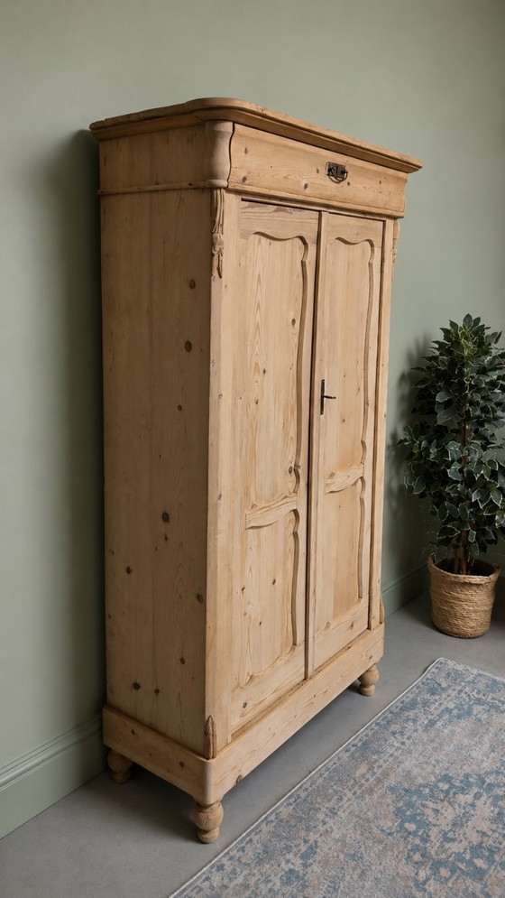 Image 1 of Antieke Grenen Biedermeier Meidenkast puur hout