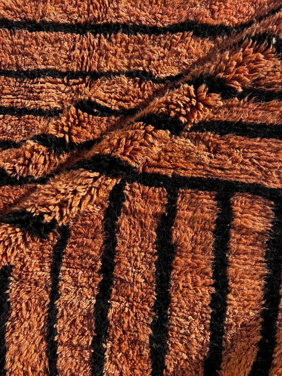 Image 1 of Alfombra marroquí Mrirt hecha a mano, 210 x 300 cm, de lana marrón, con diseño bereber.