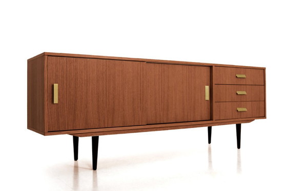 Image 1 of Dressoir gebeitst teak T-S03 schuifdeur en 3 laden