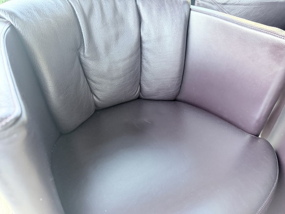 Rolf Benz Sofagarnitur 332 Und 6 Clubsessel 390 In Auberginenfarbenem Leder – Leather, Aluminium (photo 15 of 15)