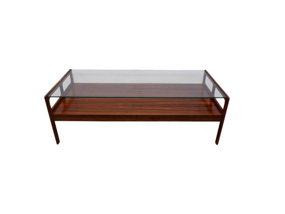 Image 1 of Rosewood coffee table with glass top, 1970s