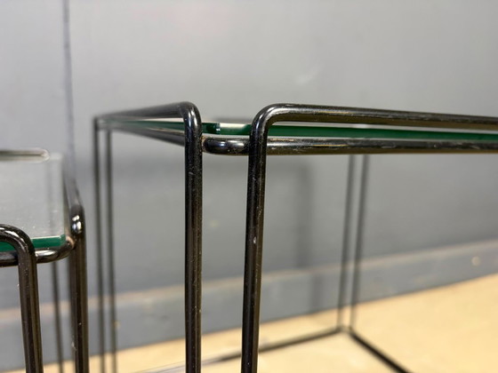 Mesas nido Isocele de Max Sauze, década de 1970. – Mesas auxiliares, Glass, Metal (photo 7 of 7)