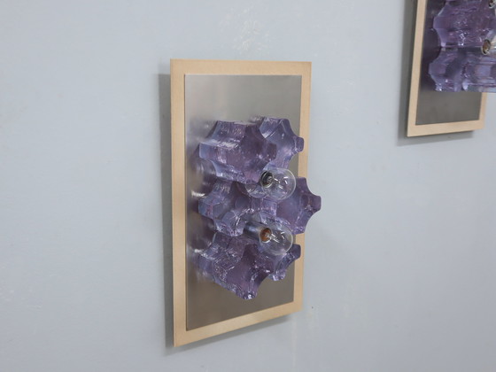 Image 1 of Sculptural Poliarte Murano Glass Wall Sconces 1970s, Set of 2