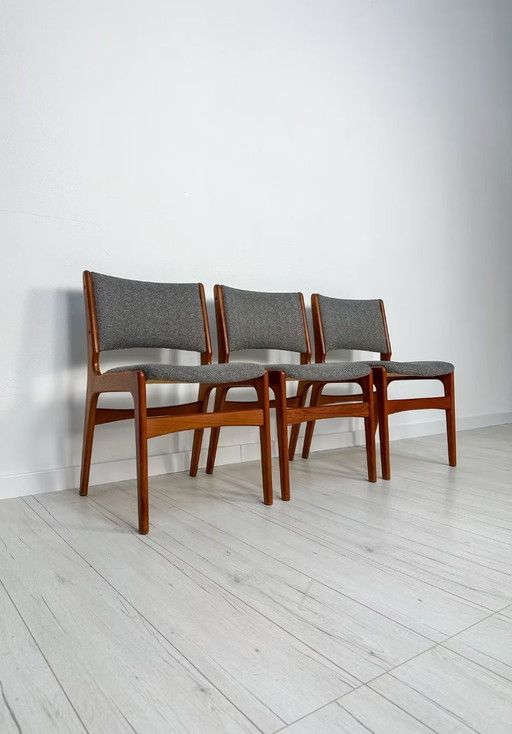 3x Chaises de salle à manger danoises en teck par Erik Buch pour Anderstrup Møbelfabrik années 60