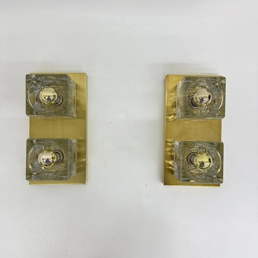 Paar Peil & Putzler ijsblokjes glas wandlamp, jaren 70