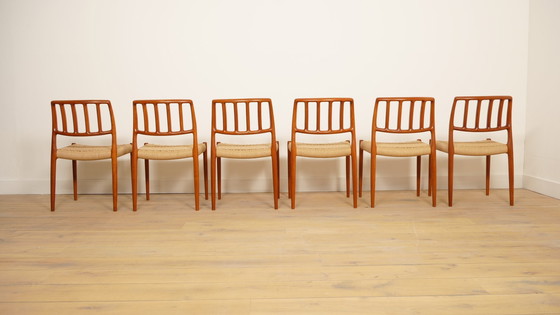 Image 1 of 6 sedie da pranzo Niels Otto Møller | Modello 83 | Papercord | Teak
