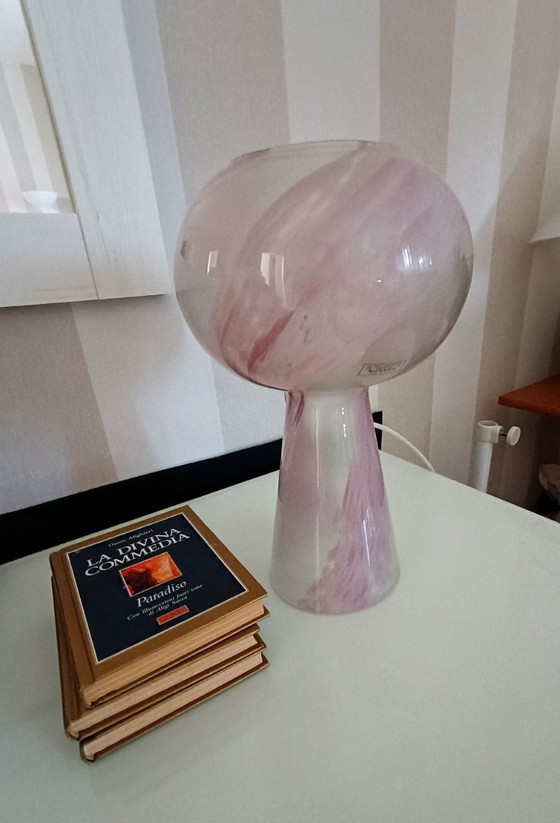 Image 1 of MURANO Vintage Pink Swirl Glass Table Lamp - Mid-Century - Made in Italy - Perfect