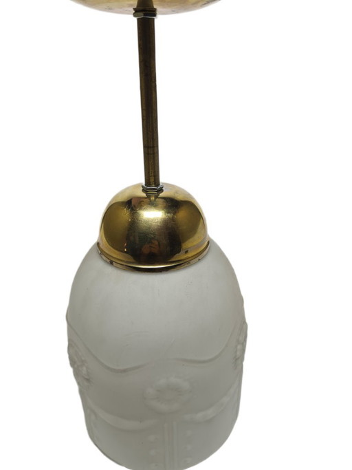 Vintage hanglamp, Polen, jaren 1960 – hanglampen, Glass, Brass (photo 2 of 8)