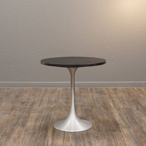 70s bijzettafel | Mid Century aluminium tulp leisteen blad