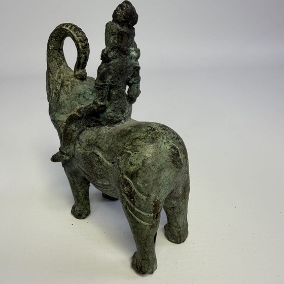 Antique bronze sculpture of man on elephant (photo 7 of 12)