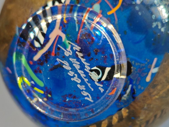 Image 1 of Bol satellite Kosta Boda bleu Bertil Vallien