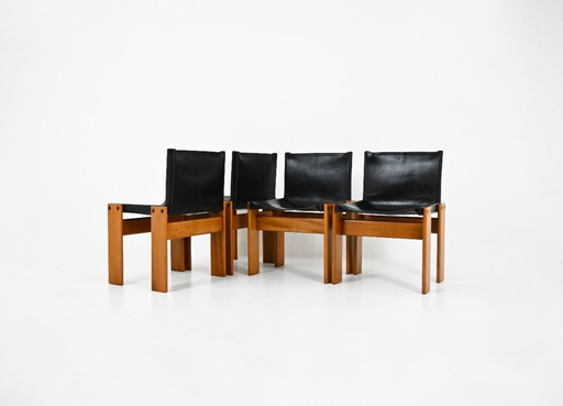 Monk Dining Chairs by Afra & Tobia Scarpa for Molteni, 1970s, Juego de 4