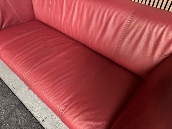 Rolf Benz 332 Set Sofas Leather Bordeaux Red 200x90 CLEANED, Seating area (photo 4 of 11)