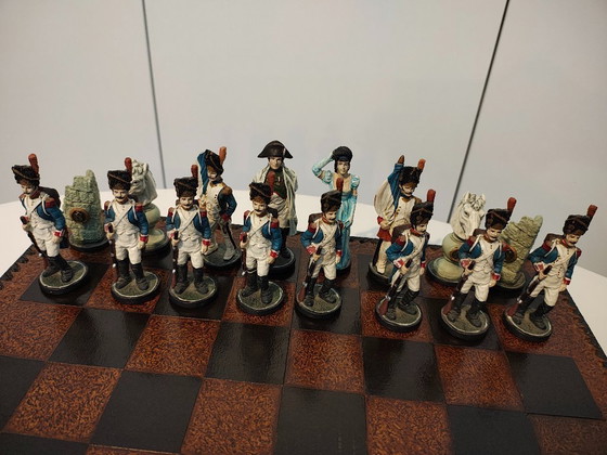 Image 1 of Waterloo chess set with hand-painted resin pieces