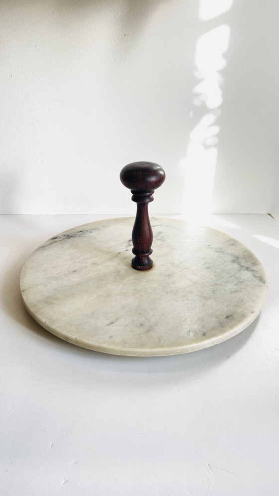 Image 1 of Tagliere per formaggi in marmo e legno d'epoca