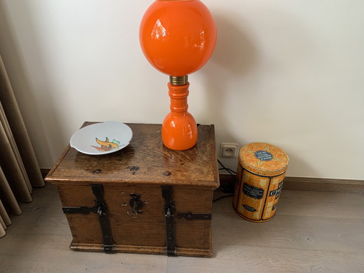 Tirelire ancienne en chêne